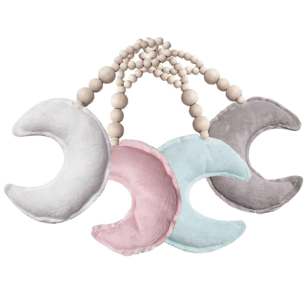 Baby nordic moon träpärlor dekoration leksaker barn sängrum spjälsäng tält dekor ornament nyfödda fotografi prop leksak