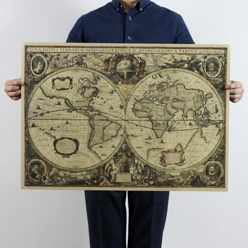 Vintage World Navigation Map Wall Sticker Old Char... – Grandado