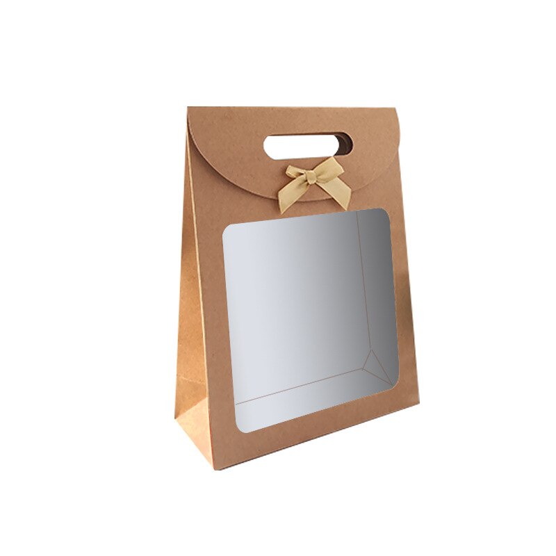 5/10Pcs Kraft Papieren Zakken Met Transparant Venster Voor Bruiloft Verjaardag Home Party Pakket Snoep Bakken Takeaway zak Geschenkdoos