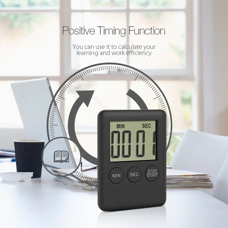 Mini LCD Display Electric Digital Kitchen Timer Loud Alarm Magnetic Backing Countdown Timer for Cooking Baking Exercise
