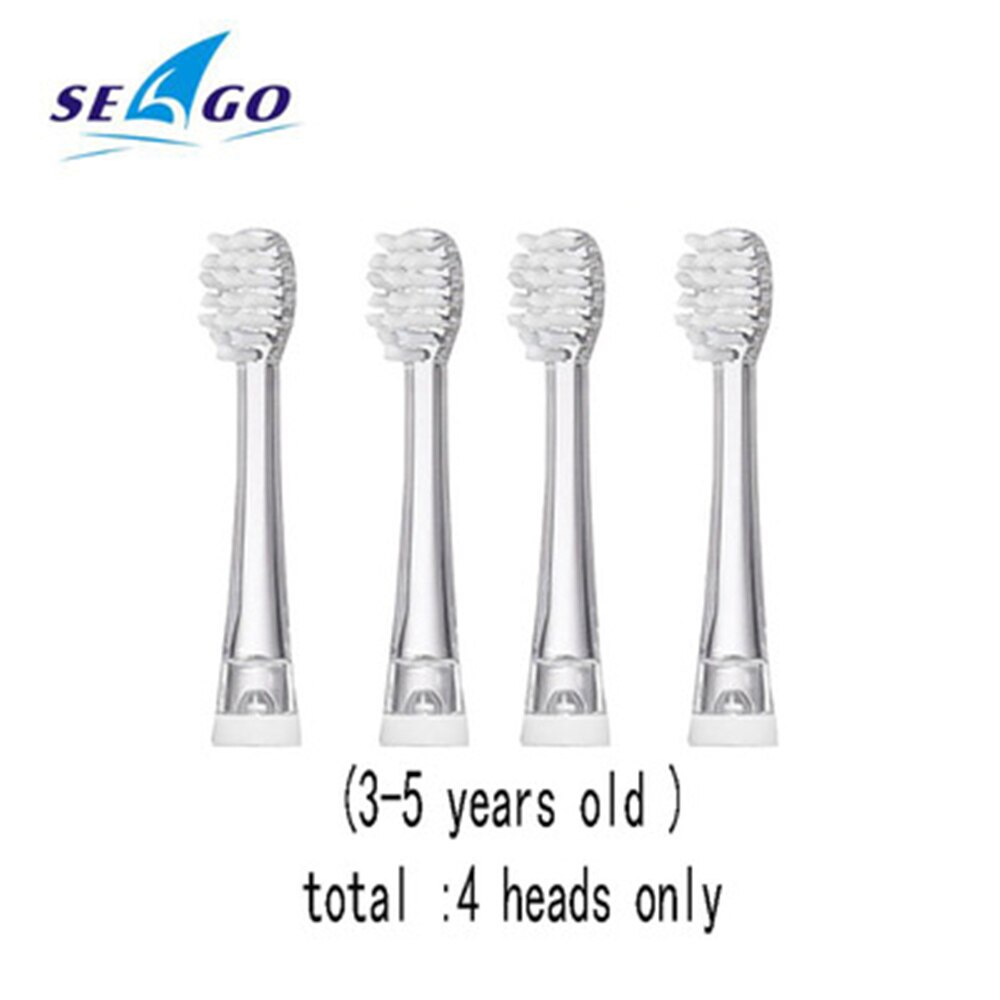 SEAGO-cepillo de dientes eléctrico sónico para niños, cabezales de repuesto con temporizador inteligente, batería LED, para 3-12 años: 4 heads for 3-5Y