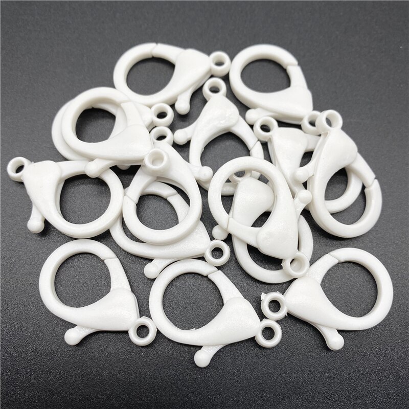 10Pcs 35mm Plastic Lobster Clasp Hooks Keychain End Connectors For Jewelry Making DIY Bracelet Chain Accessories: White