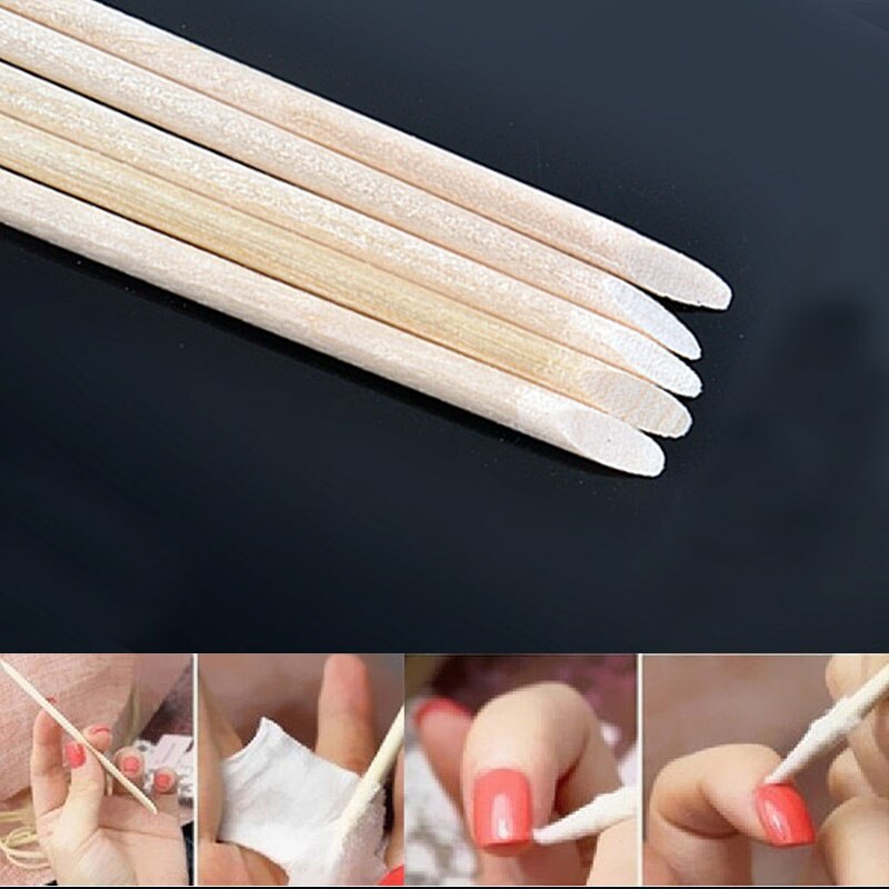 novedoso de manicura de madera, 100 unidades/paquete, 11,5 cm, bastón de madera naranja, quitacutículas, diseños de uñas, palillo para decoración de uñas