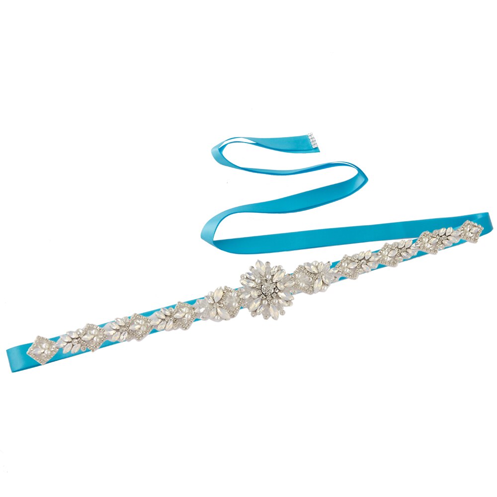 Trixy S408 Opaal Bruids Riem Voor Jurken Kristal Kralen Riem Voor Vrouwen Bruid Bruidsmeisje Jurk Sash Party Formele riemen: blue