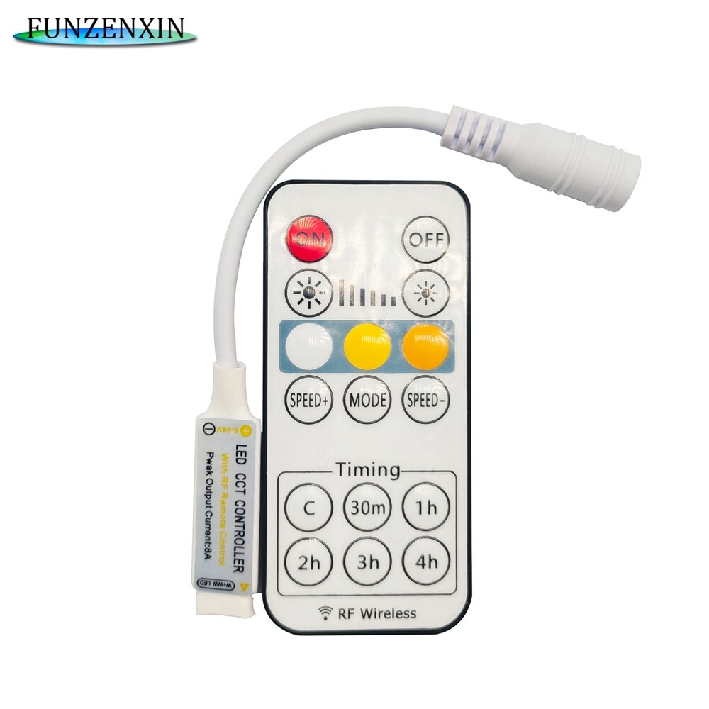 LED CCT Controller 16key RF Wireless Remote for 5050 WW+CW LED Strip with Timmer Function Timing Adjust Controller DC5-24V 8A