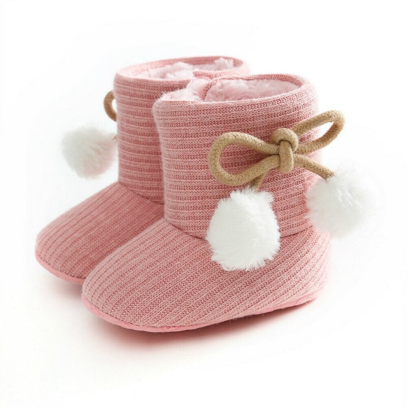 Winter Jongen Meisjes Baby Solid Soft Cotton Zool Snowboots Warme Wieg Schoenen Peuter Laarzen Lopen UK: Roze / 13