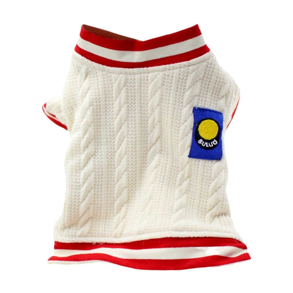 Hond Trui Warme Hondenkleding Gevlochten Coltrui Gebreide Puppy Trui Twisted Touw Gebreide Hond Jumper Jas Voor Honden Katten: WHITE / XS