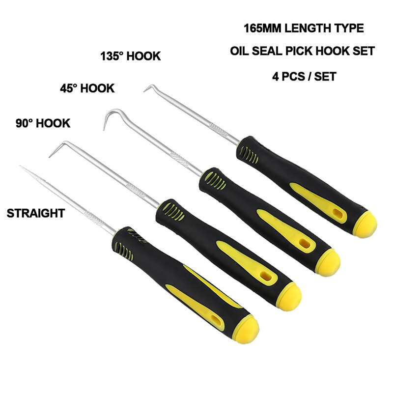 Kit de nettoyage de bouteilles d'air, ensemble de crochets, outil à main, extracteur d'étanchéité, joint d'huile, réparation automobile 4 pièces 9 pièces, outils d'extraction de vis: 165MM SET 4PCS