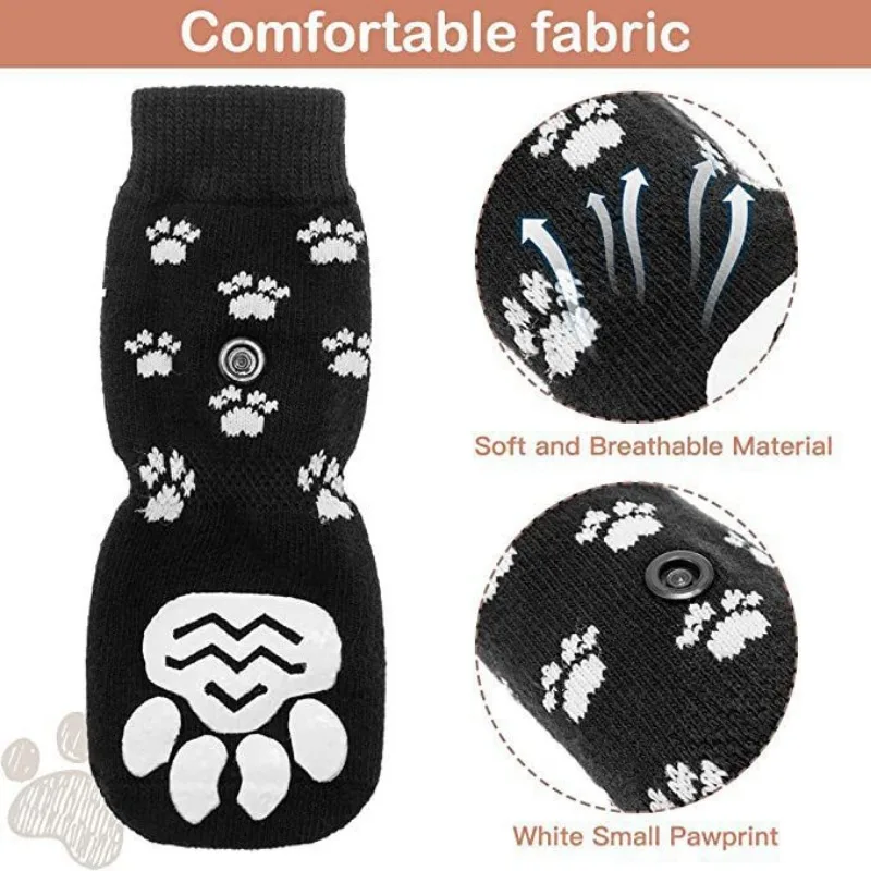 Chaussettes antidérapantes pour chiens, avec sangles, contrôle de Traction, pour l'intérieur sur le plancher en bois dur, protection des pattes pour animaux de compagnie, pour petits chiens, 4 pièces/ensemble