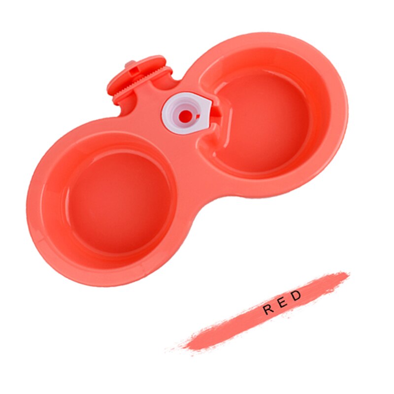 Pet Automatic Dual Purpose Waterer Dispenser Easy Clean Fixed Hanging Double Bowl Cats Dogs General Drinking Feeder: RED / S