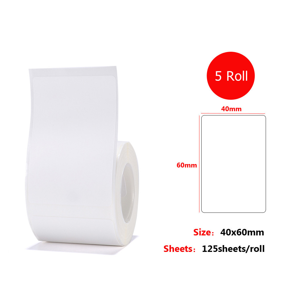 3 Roll Self-Adhesive Label Paper Multi-Purpose Printable Sticker Labels for Niimbot B3S/B11/B21 Thermal Printer Thermal Paper: 40x60 5 Roll