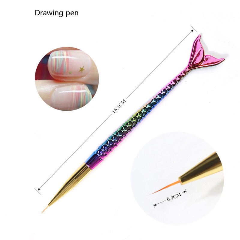 Navolution Gel Polnischen Nagel Pinsel Magie Farbe Allmählich Manikübetreffend Werkzeug Geschnitzt Gewinde Zeichnung Pinsel Stift Meerjungfrau Bleistift ho: 04LX