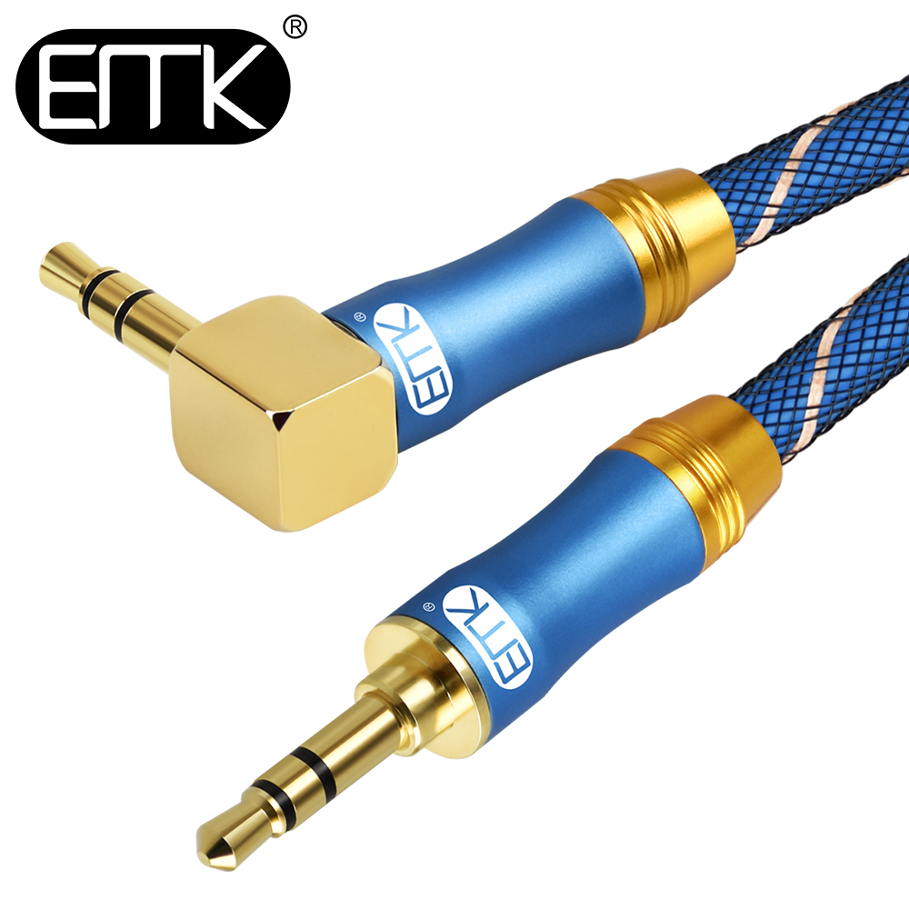 EMK AUX Cavo audio jack da 3,5 mm Jack da 3,5 maschio a cavo audio AUX ad angolo retto da 90 gradi per cuffie per auto Soundbar TV