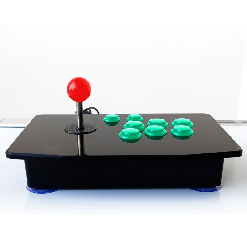 8 knappar akryl nollfördröjning arkadkamp usb trådbunden datorspel joystick spel rocker controller för pc stationära datorer: Grön