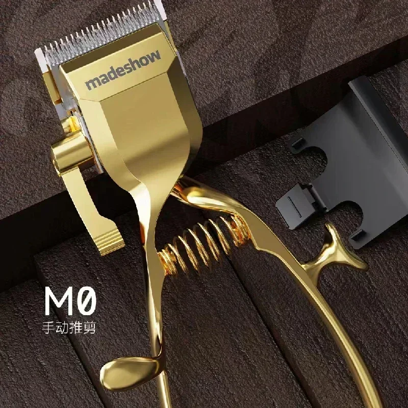 Madeshow cortador de cabelo de remoção de cabelo, máquina de cortar cabelo manual profissional corpo de metal completo, aparador de cabelo de mão, ferramentas para barbeiro madeshow: Dourado