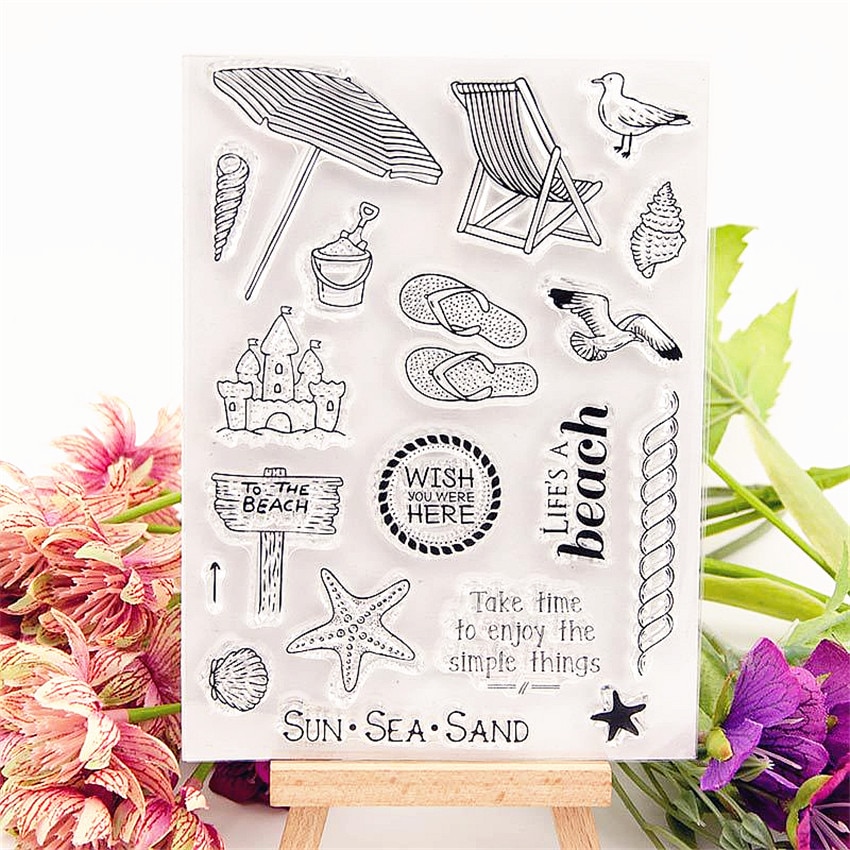 11 x 15cm strandsemester genomskinliga klara stämplar silikontätningar rullstämpel gör det själv scrapbooking fotoalbum/kort gör bröllop