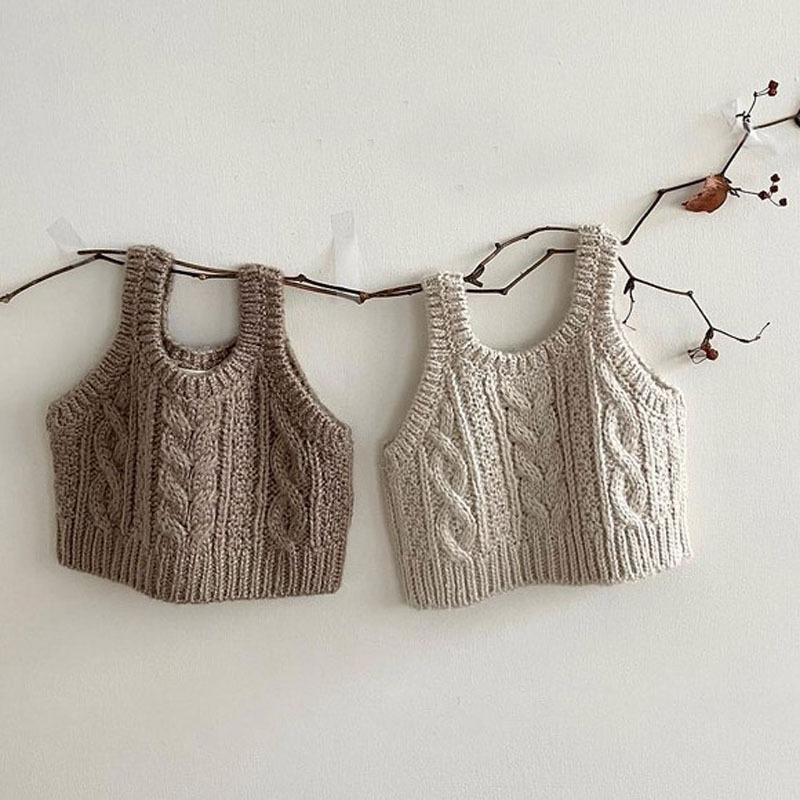 Gilet tricoté sans manches pour filles, chandails pour enfants, Tops tricotés de Style coréen, printemps automne 2022