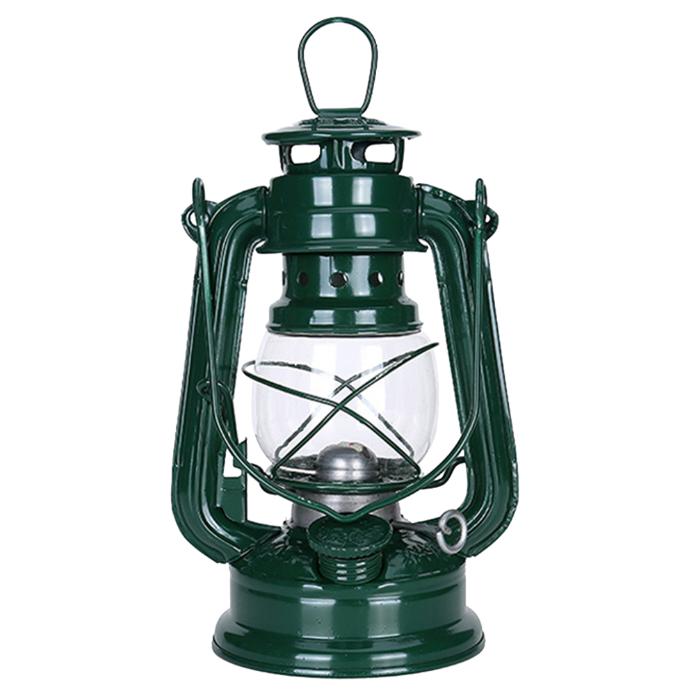 Vintage Hurricane Lantern Metal Kerosene Lantern Fuel Camping Lanterns with Handle for Patio Decoration: green