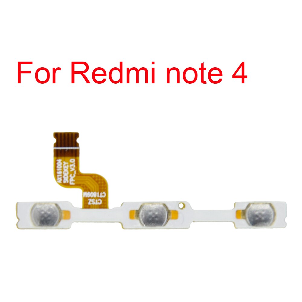 Cable flexible para botón de encendido para Xiaomi Redmi pro 4pro S2 3X 4X 4A 5A 3 4 5 pro, botón de encendido/apagado, Ket Flex para note 2 3 4 5, 1 Uds.: For redmi note 4