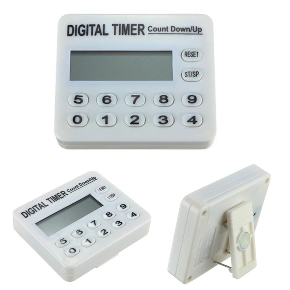 Brand White Digital LCD Kitchen Cooking Sport CountDown Timer Clock 12 Key