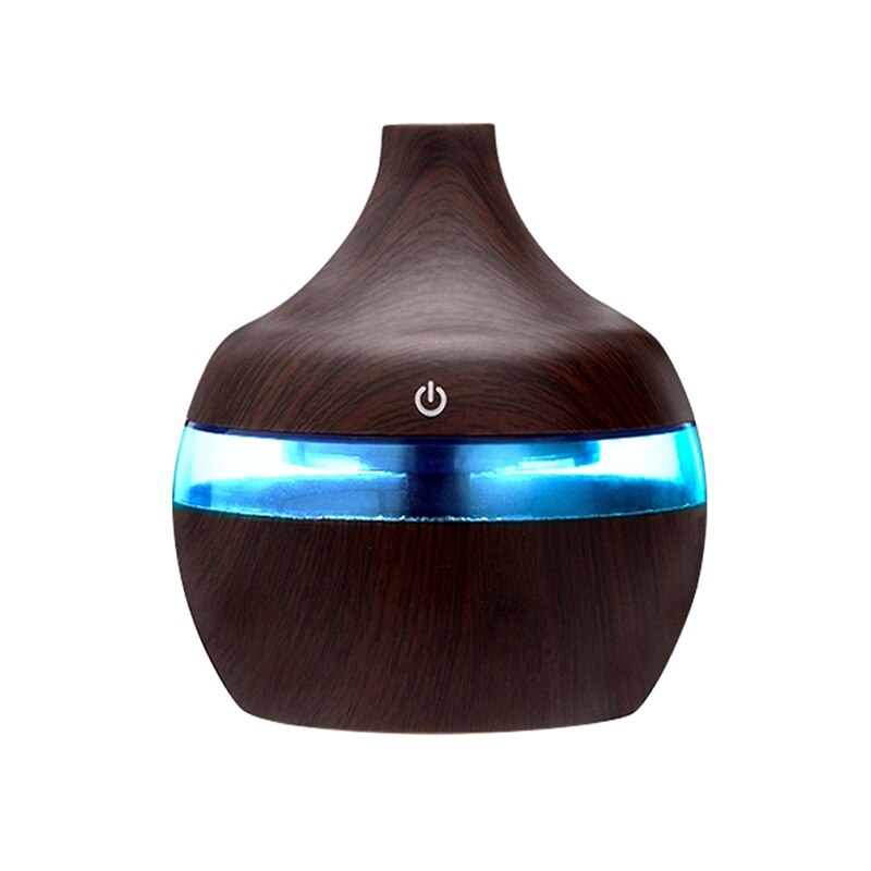 300Ml Usb Elektrische Aroma Air Diffuser Hout Ultrasone Luchtbevochtiger Essentiële Olie Aromatherapie Cool Mist Maker Voor Thuis Auto: Bruin