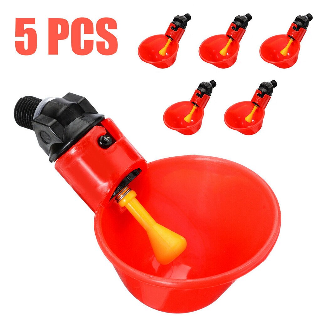 5pcs Chicken Drinker Cups For Chickens Red Quail Chicken Waterer Bowl Automatic Poultry Coop Feeder Water Drinking Cups