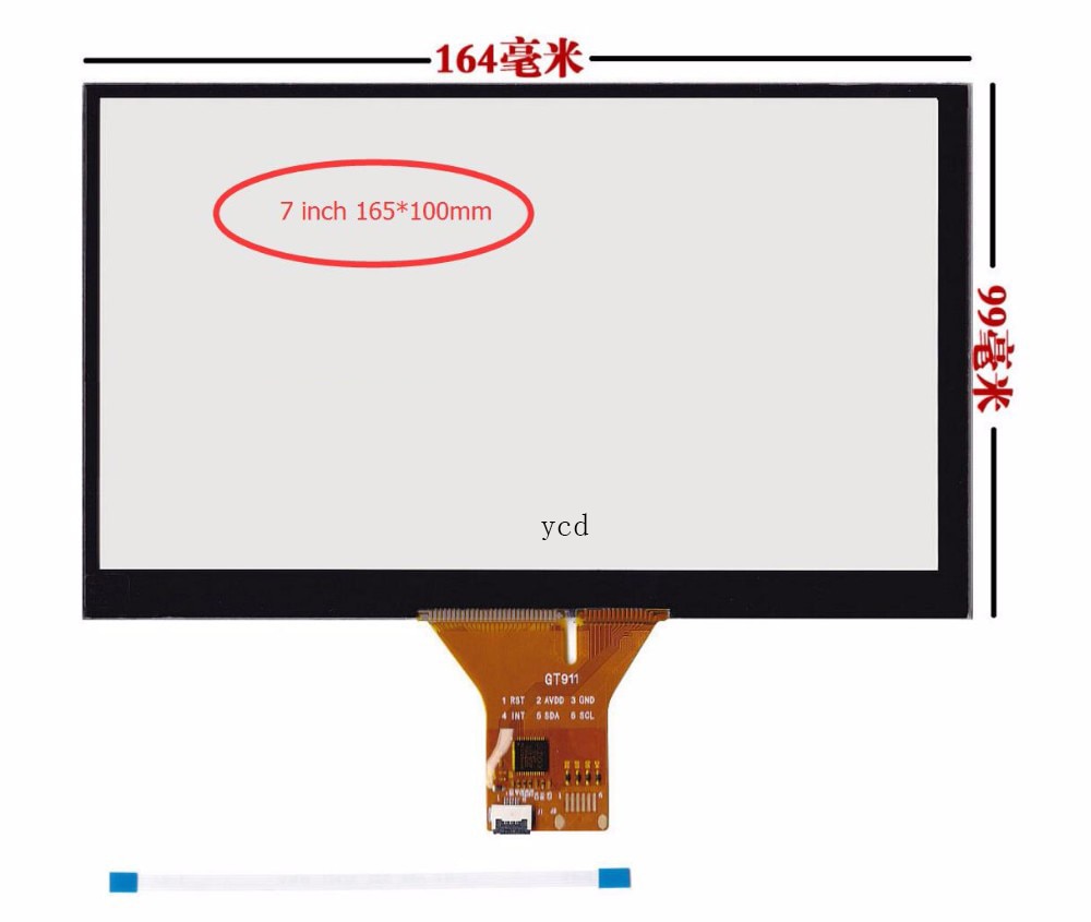 Car DVD navigation 7 inch capacitive touch screen/GT911 6 pin / 165 * 99/165*100mm 6 line touch screen ribbon cable