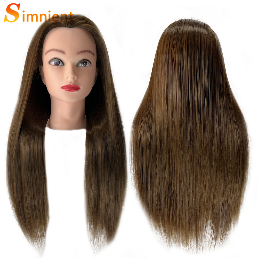 Female Mannequin Head With Synthetic Hair For Hair Training Styling Solon Hairdresser Dummy Doll Head For Practice Hairstyle