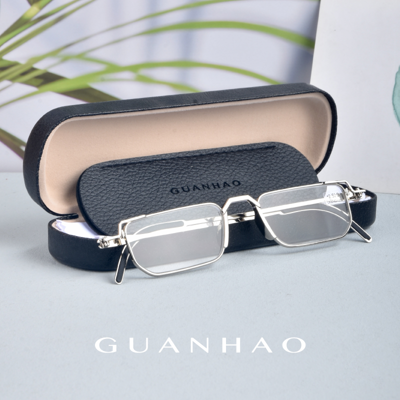 Guanhao Draagbare Leesbril Heren Modieuze Zakelijke Bril Transparante Optische Lichtgewicht Mini Box Verziend Bril: +350