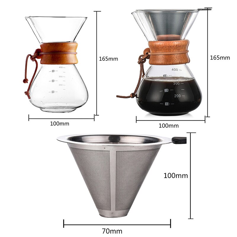 4000ML Glass Coffee Pot Heat Resistant Classic Coffee Kettle Maker Pour Over Coffeemaker Coffee Drip Pot Coffee Percolators