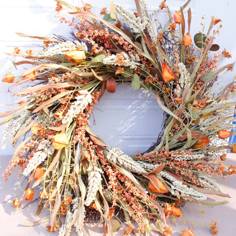 24 inch Artificial Fall Harvest Fall wreaths for Front door Thanksgiving Decor
