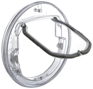 4 Ways Pet Dog Flap Door Round Clear Door Cat Gate Lockable Security Pet Entrance Glass Window Puppy Hole Door for Cats Dogs: Clear