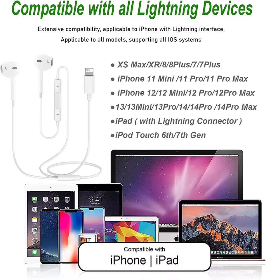 Original Kopfhörer für Apple iPhone 16 15 14 13 11 12 Pro Max Plus In-Ear Lightning 3,5 MM Wired Bluetooth Kopfhörer Zubehör