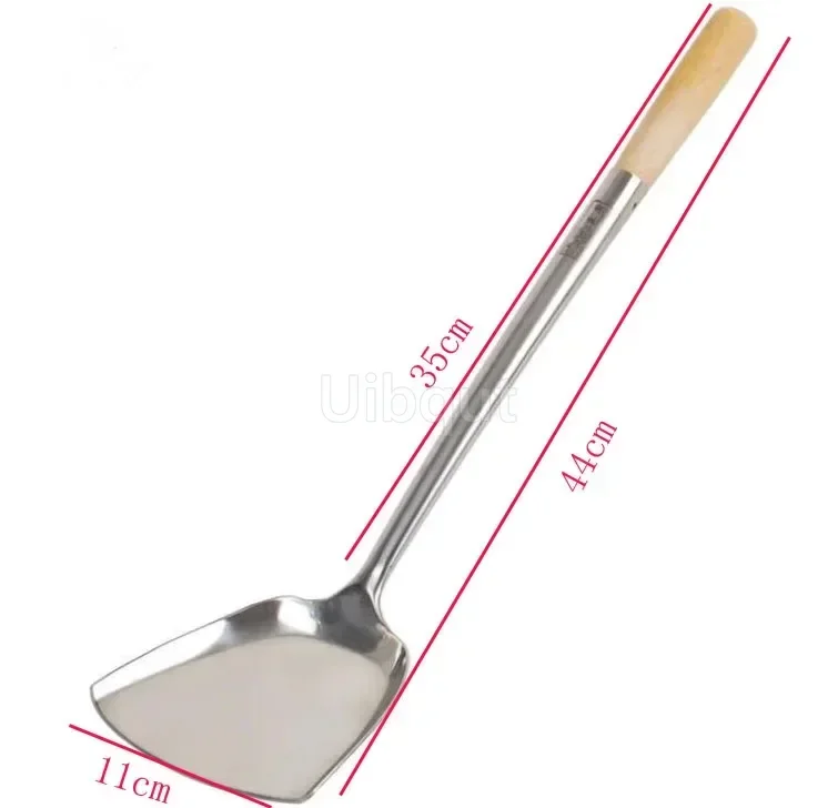 big long spatula shovel chef cooking cocina utensilios blade Kitchen Utensil Wooden Handle Stainless Steel Turner Soup Spoon wok