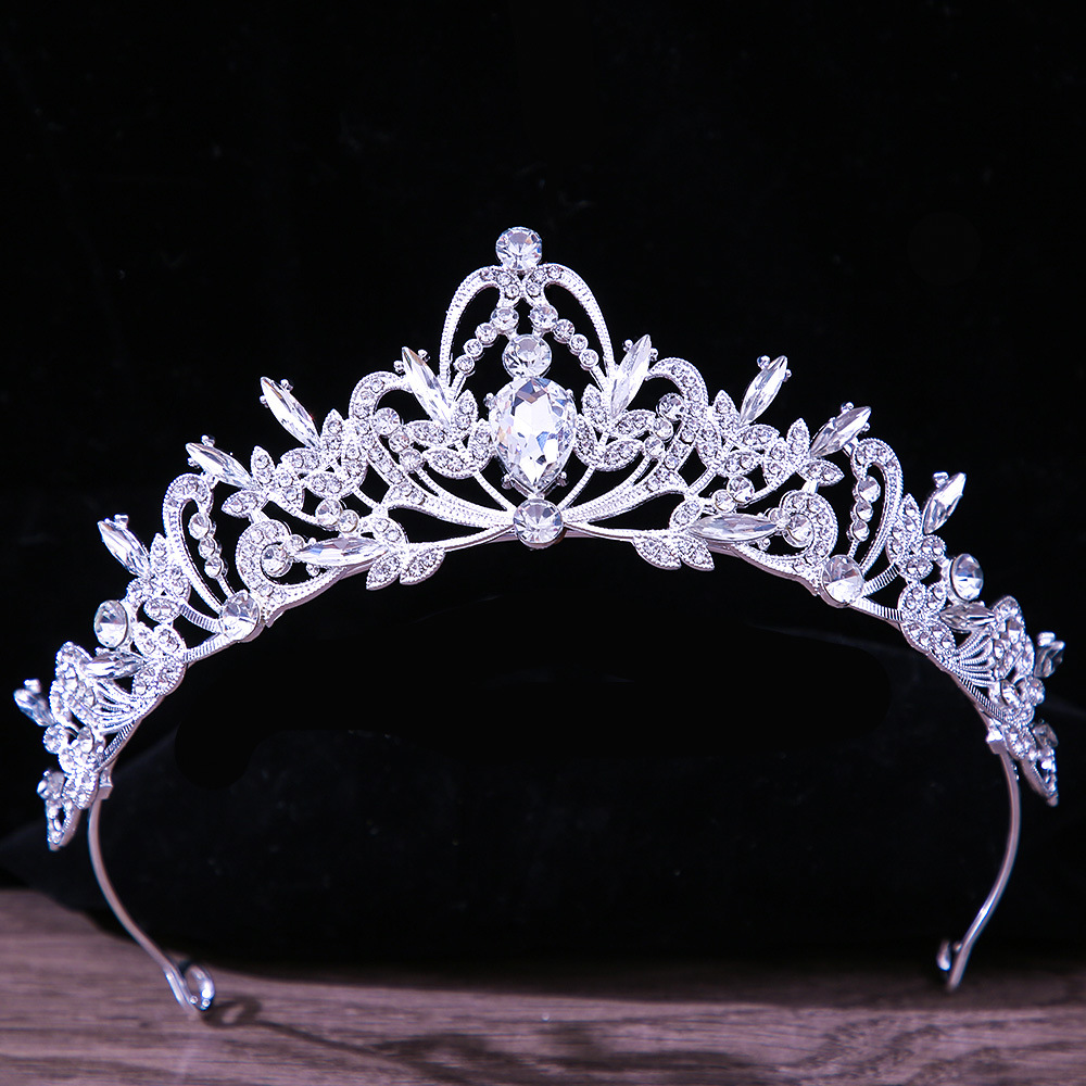 Diadèmes de mariée en cristal de couleur argent, couronne de luxe, strass, diadème de concours, couvre-chef, accessoires pour cheveux de mariage: Titane plaqué
