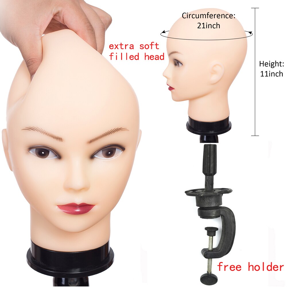 Pruik Mannequin Hoofd Met Stand Kaal Kosmetiek Oefenpop Naaien Hoofd Voor Maken Pruiken Met Gratis Houder Voor Zwarte Vrouwen: sf-10