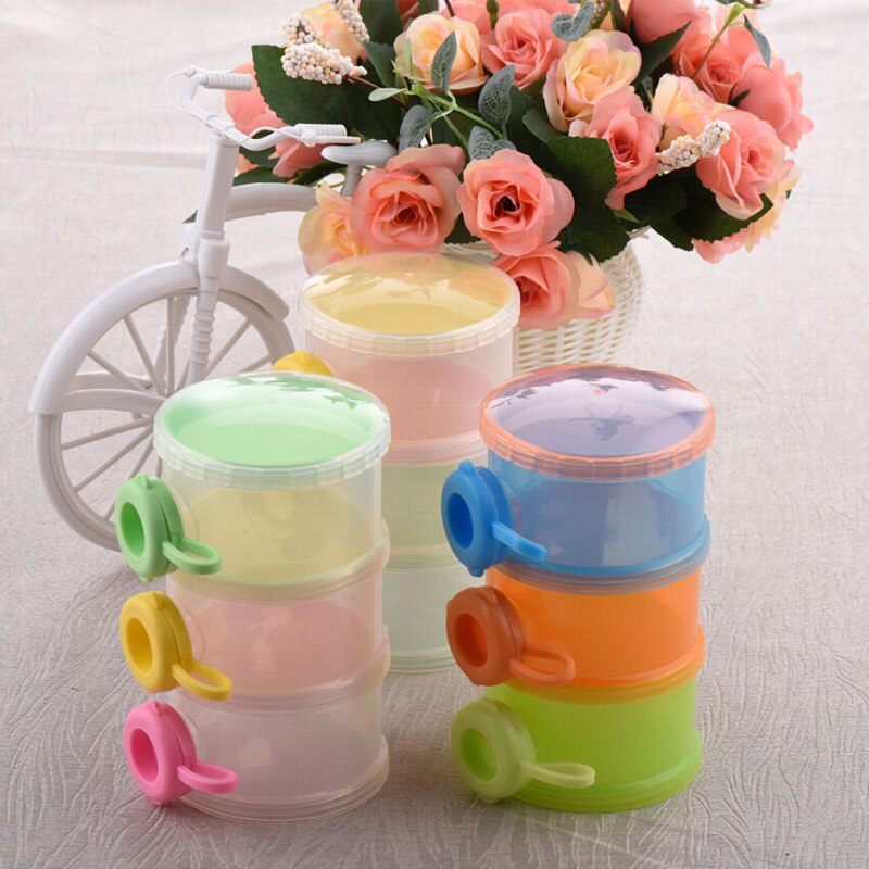 1 st. 3 lagen draagbare babymelkpoeder formule dispenser opbergdoos bakken container voedsel opslag voedingsdoos zijopener