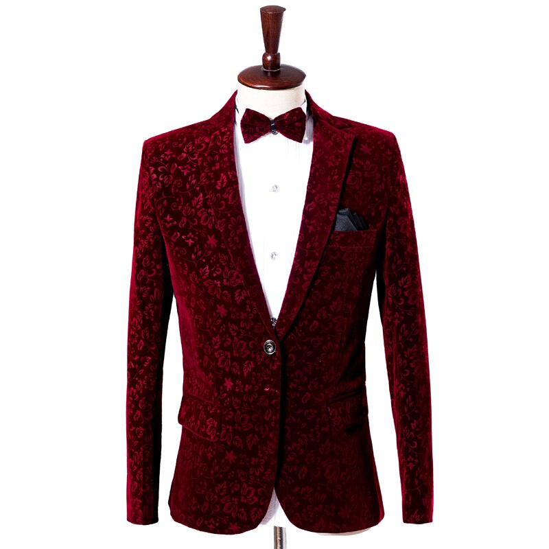 Traje Vintage de vino tinto para hombre, traje ajustado para boda, novio, cantante, mago, actuación, baile, Gala, , caballero, Blazer con pantalones