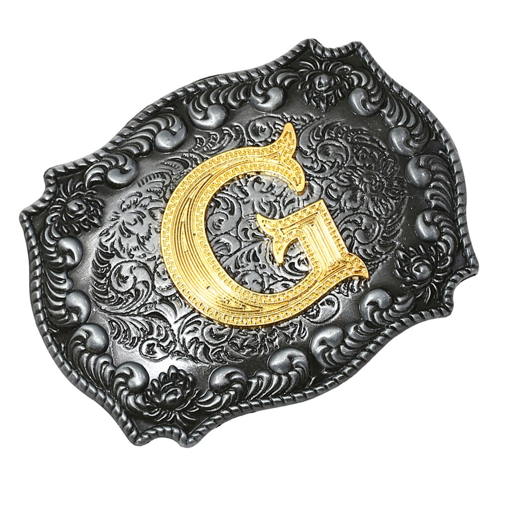 Men Western Cowboy Texas Rodeo Belt Buckle Jewelry Initial Letters A-Z Novelty Man Belt Buckle