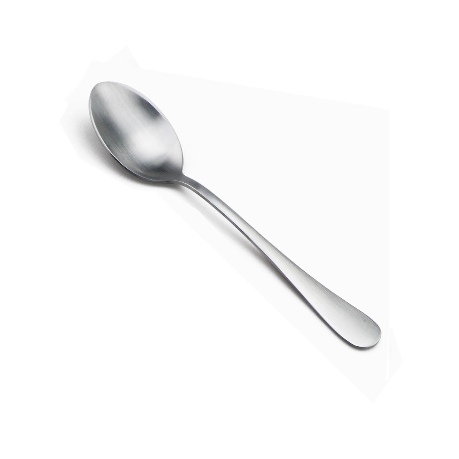 JANKNG Silver Dinnerware Set Stainless Steel Matte Silverware Cutlery Steak Knife Dessert Fork Teaspoon Tableware: Dinner Spoon