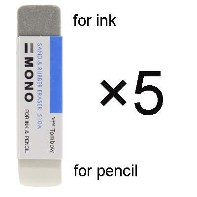 5pcs Tombow MONO Sand Eraser Micro Sand & Rubber Particles for erasing ink & Pencils graphite Fountain Pen: 510A
