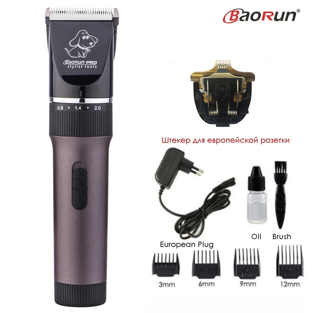Pet Hair Trimmer Electric Rechargeable Cat Dog Clipper Grooming Cutters Powerful Shaver Machine For Animal 110-240V: Coffee Add A Blade