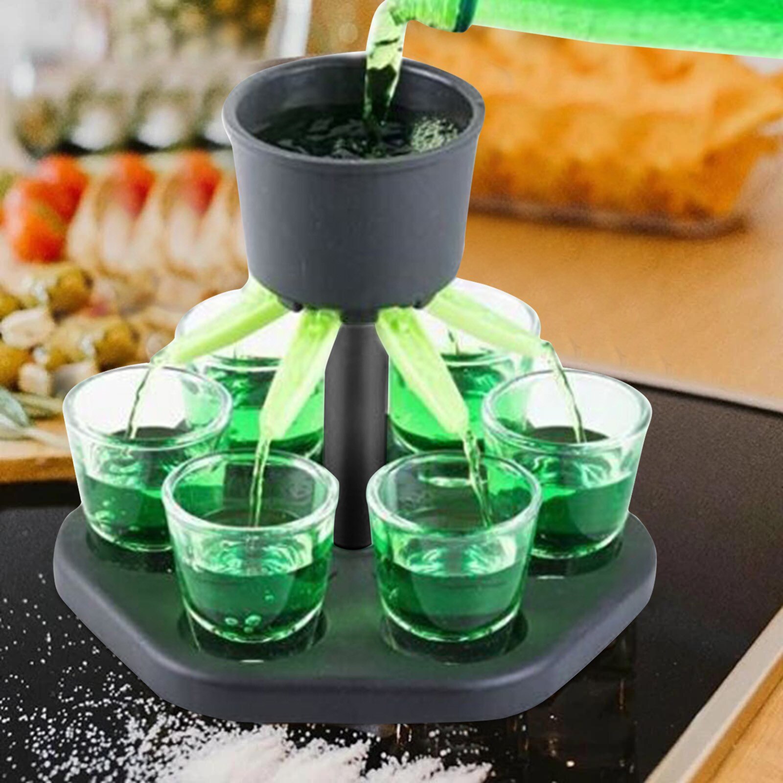 6 Shot Pouring Wine Dispenser Holder Plastic Star Shaped Beer Champagne Quick Filling Dispenser Rack Drinking Game Bar Supplies