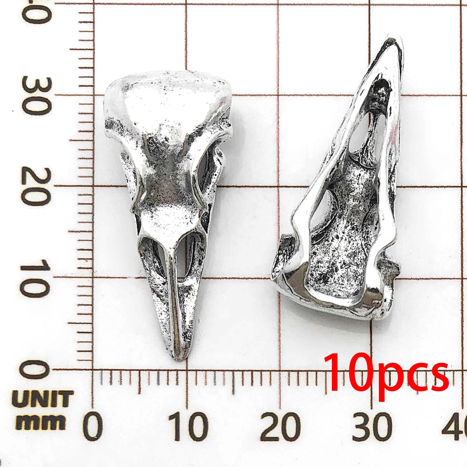 10 Stuks Retro Schedel Vogel Hoofd, Bull Head Charmes Legering Halloween Decoratie Hangers Voor Diy Sieraden Maken Accessoires: Silver Plated