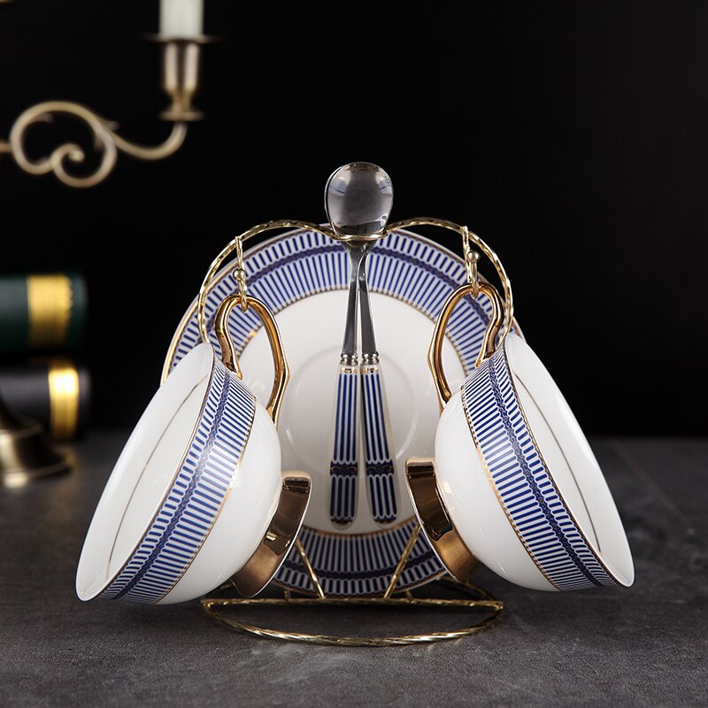 British Royal Rose Coffee Cup Luxury Tea Cup Spoon Saucer Set Cups Ceramic Royal Classic Bone China Xicara EE50BD: C