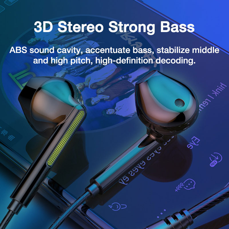 Eardeco in-ear-hörlurar headset med mikrofon trådbundna hörlurar tung bas stereo mobilhörlurar öronsnäckor trådbundna speltelefonhörlurar