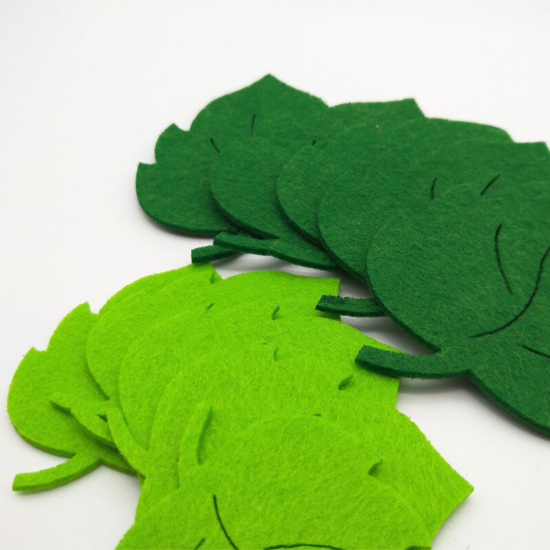 10 stk tilfældig farve blad ikke-vævet filt grøn træ blade patch applikationer diy væg håndværk tilbehør forsyninger