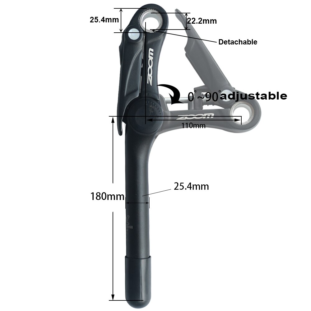 ZOOM MTB Mountain Road Bike Long quill stem 25.4mm fork clamp diameter Quick Release QR adjust hybrid bike Handlebar stem Rise