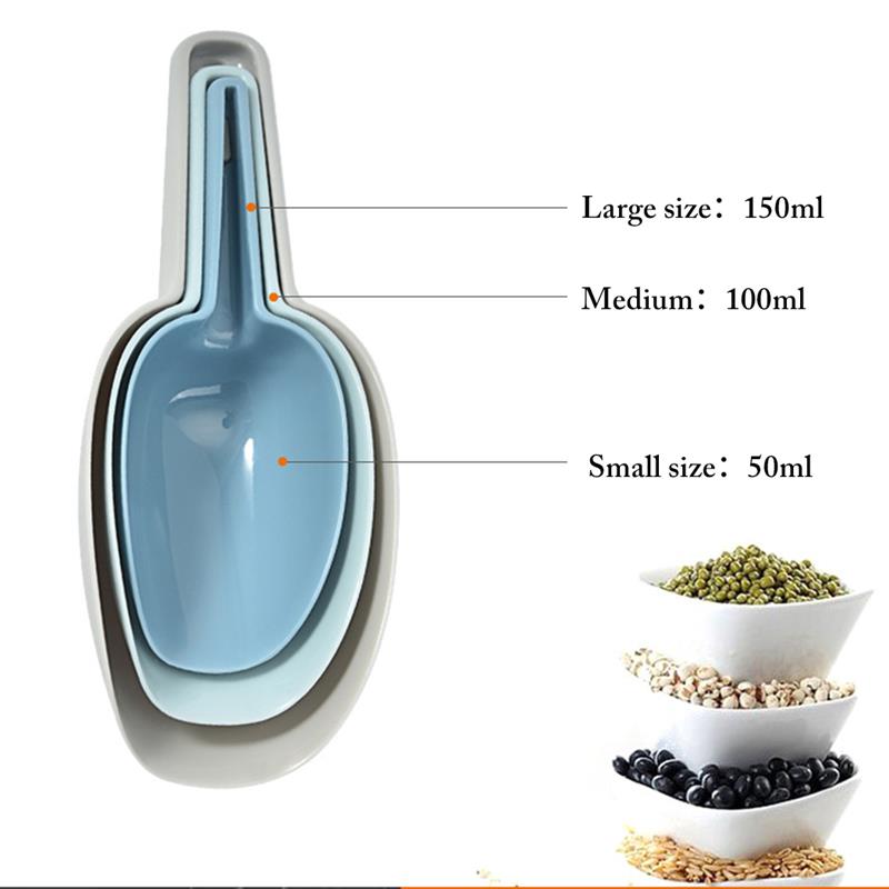 3 stk plast kjøkken øse sett is øse mat øse for mel sukker kjøkken verktøy måle øser spader