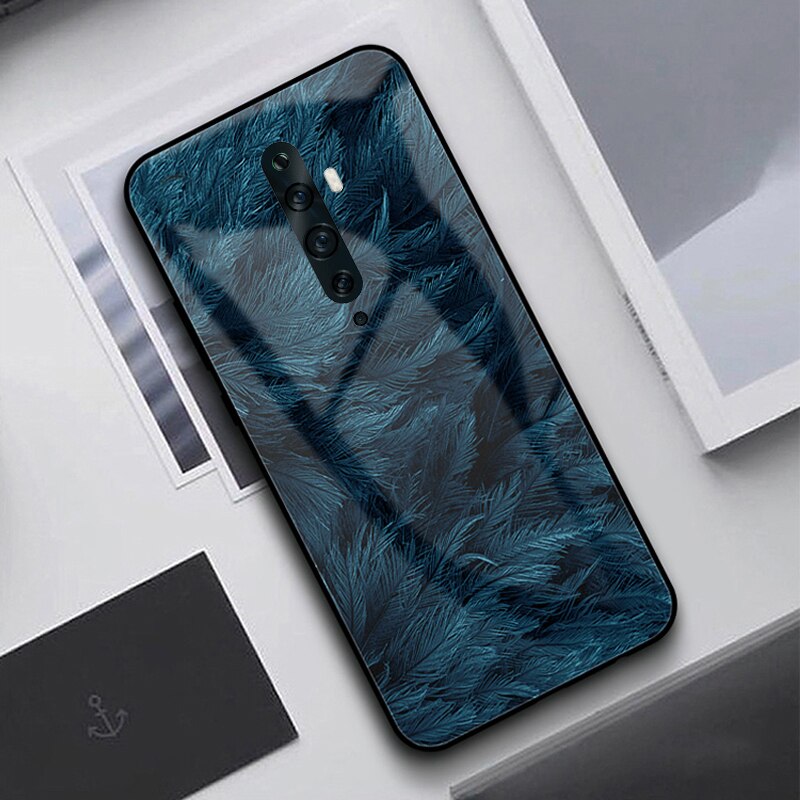 Auroras Für OPPO Reno 2F Fall Gehärtetes Glas Feder Druck Abdeckung Für OPPO Reno 2Z Funda Fällen Reno 2: Reno 2 / Pattern 2